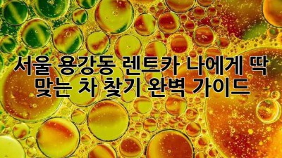 서울 용강동 렌트카: 나에게 딱 맞는 차 찾기 완벽 가이드